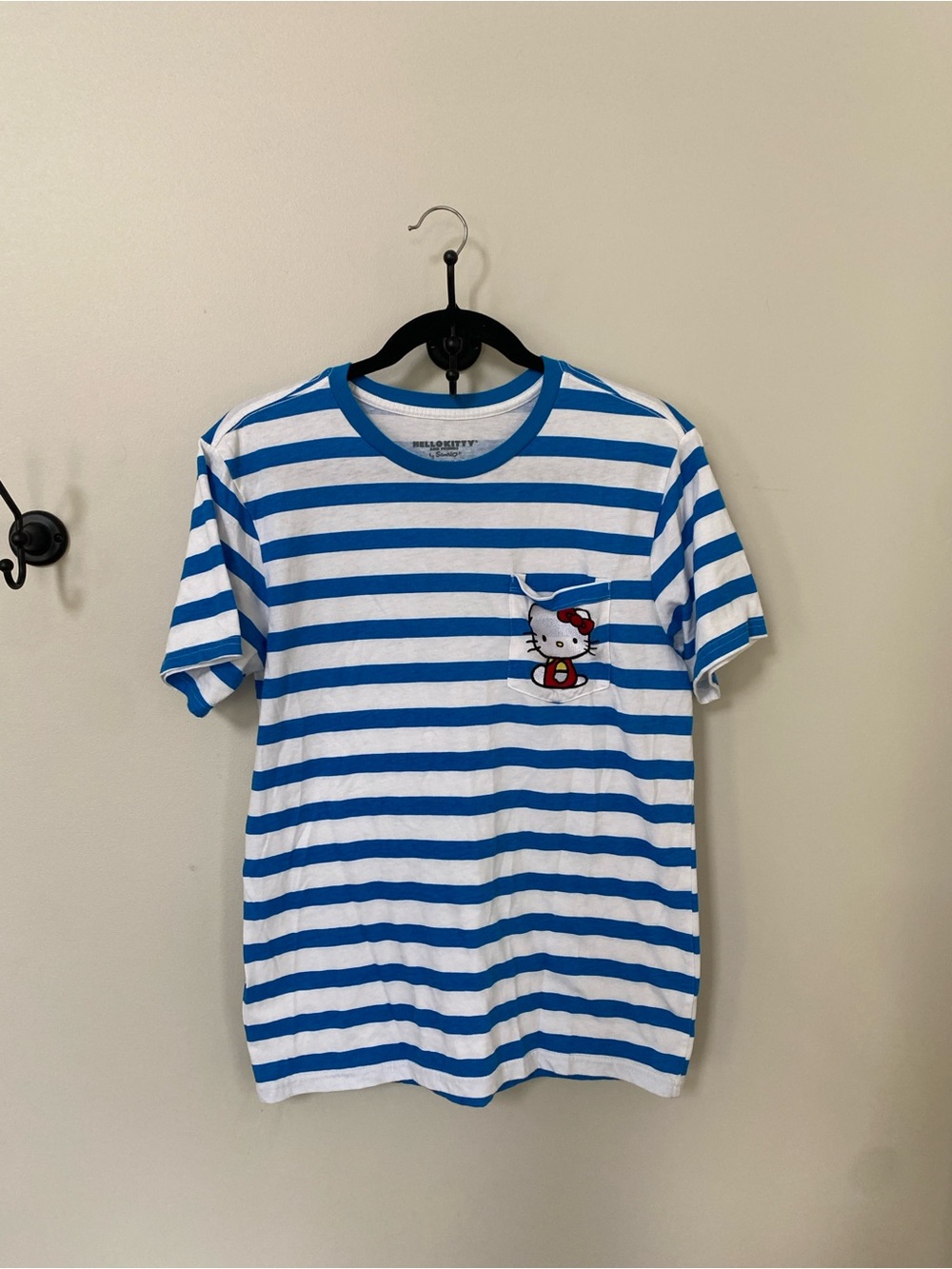Hello Kitty Blue & White Striped Pocket Tee